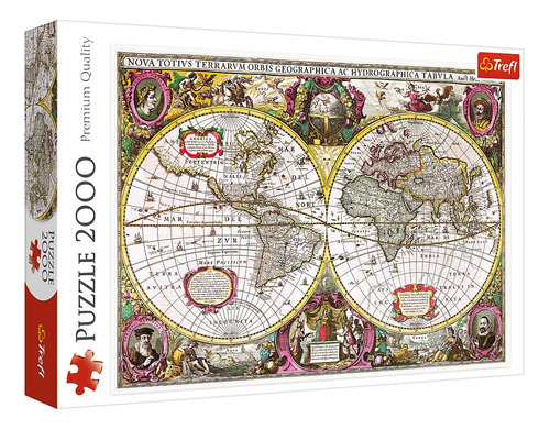 Imagen 2 de 2 de Rompecabezas Trefl A New Land and Water Map of the Entire Earth, 1630 27095 de 2000 piezas