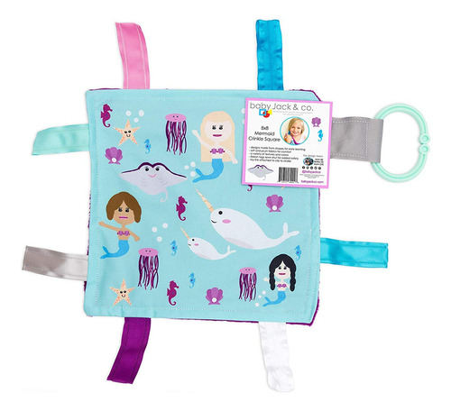 Baby Sensory Crinkle & Teething Square Lovey Toy With Closed