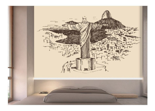 Papel De Parede Rio De Janeiro Cirsto Desenho 8m² Ncd177