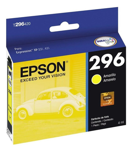 Cartuchos Epson T296 P/epson Xp231 Xp241 Yellow Original.