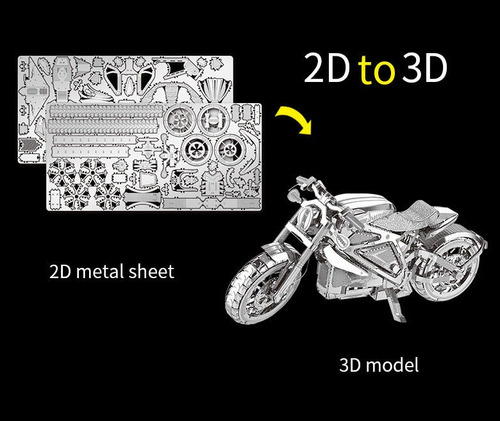Modelo De Ensamblaje De Motocicleta De Metal Con Rompecabeza