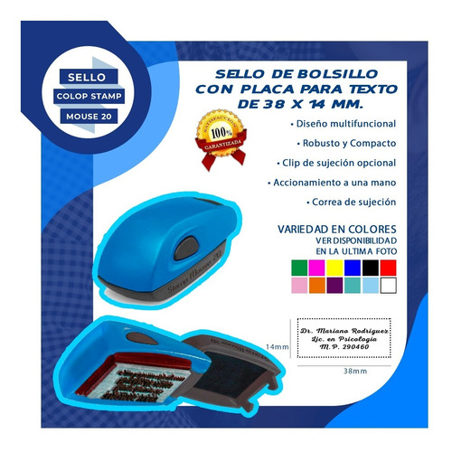 Sello Automatico Bolsillo Colop Mouse + Texto Personalizado