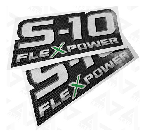 Kit Adesivo S10 S-10 Flexpower Verde + Faixa Chevrolet Prata