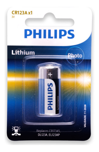Pilha Cr123a 3v Philips Bateria Dl123a 1 Unidade
