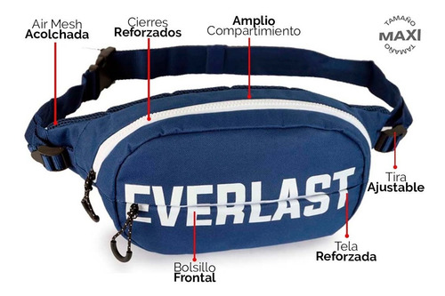 Imagen 3 de 10 de Riñonera Everlast Vintage Deportiva Grande Viaje Unisex