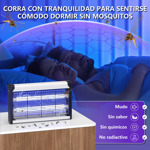 Auskang Lámpara Mata Mosquitos Eléctrico, Repelente de Mosquitos Electrico Potente 20W, Lampara Antimosquitos, Lamp Bug Zapper para Interior y Exterior Jardín Dormitorio Cocina