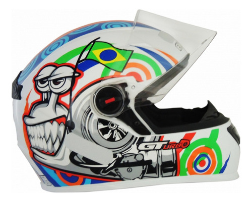 Capacete Fechado Masculino Fw3 Gt Turbo Viseira Narigueira Cor Branco Tamanho do capacete 58