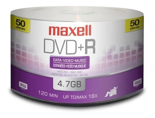 Dvd+r 4,7 Gb, 16x, Disco Grabable De Una Sola Escritura X50