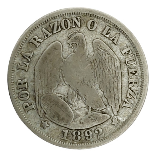 Moneda De 20 Centavos De 1892 Plata Chile