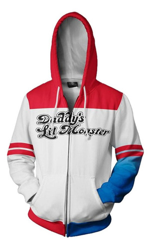 Harley Quinn Sudadera Azul Rojo Traje De Cosplay Adulta