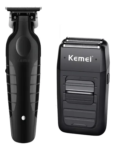 Kit Cortador de Cabelo e Barbeador Kemei 2299 1102 Sem Fio Recarregável