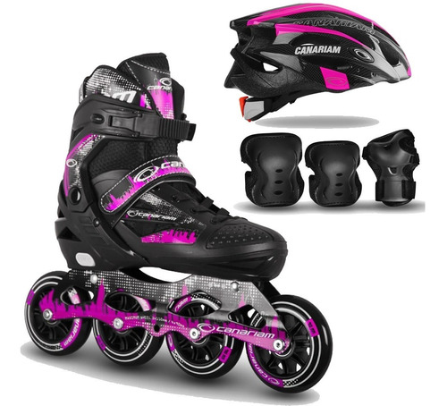 Combo Patines Canariam  + Kit De Protección C4 + Casco