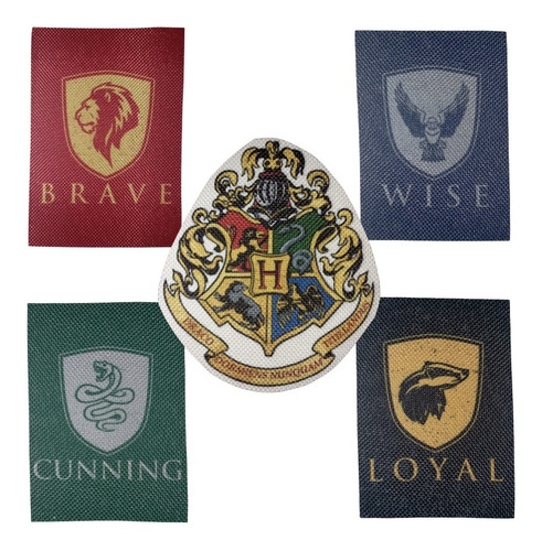 Parches Harry Potter Casas Hogwarts Estampados Pack X5 7cm