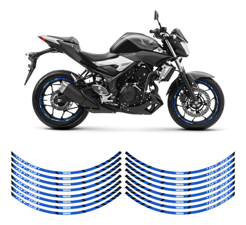 Kit Apliques Frisos Refletivo Roda Yamaha Mt-03 Decorativo