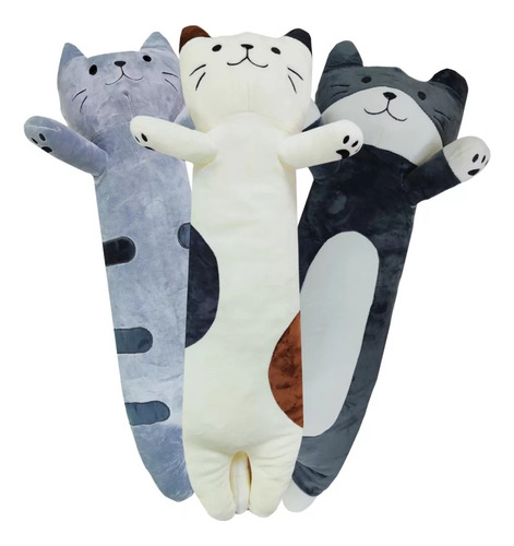 Peluche De Gatito Largo Gato Kawai Grande 70cm Negro