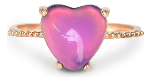 Anillo Minimalista De Oro Rosa Con Forma De Corazn Cristal C