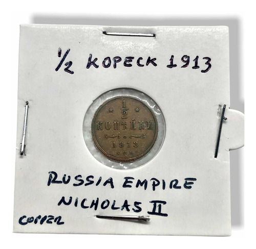 Wow Rara Moneda Cobre Rusia Imperial 2 Kopecks 1913