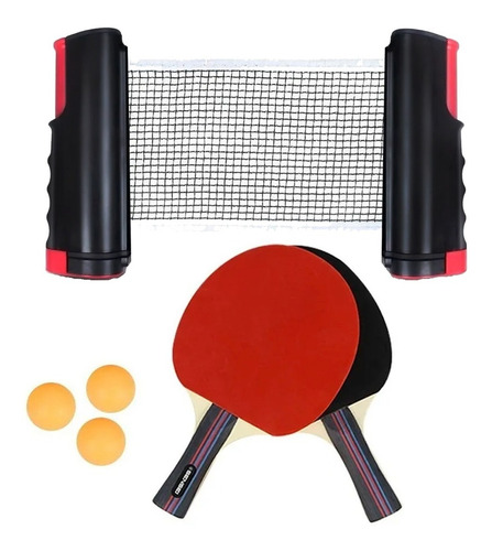 Set Ping Pong Kit Red 2 Paletas 3 Pelotas Sensei Tenis Mesa