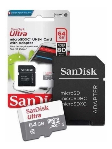 Cartão De Memória Micro Sd Hx 64 Gb Sandisk Classe 10