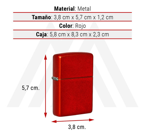 Imagen 4 de 10 de Encendedor Zippo Lighter Classic Metallic Red Rojo