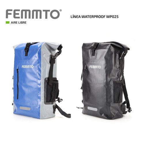 Imagen 7 de 9 de Mochila Estanco De Aire Libre 25 Lts Femmto Mochilero Viaje Color Negro