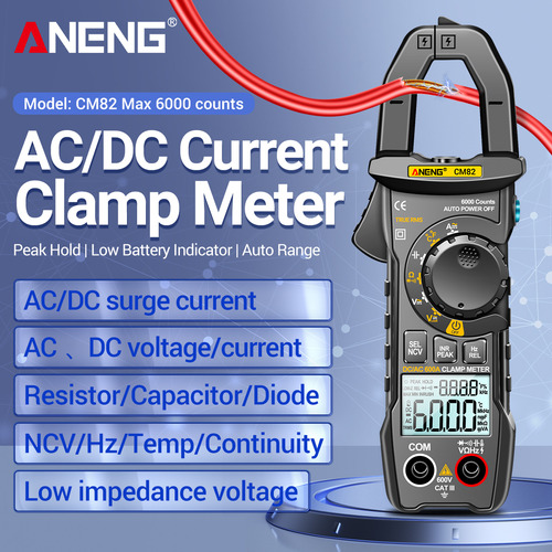 Pinza Amperimétrica Digital Aneng Cm82, 6000 Cuentas True R