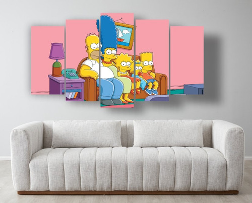 Set 5 Cuadros Decorativos Camva Los Simpsons Familia Sofa