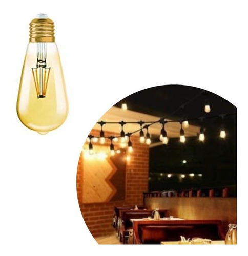 Imagen 2 de 4 de Foco Led Modelo Vintage Retro Con Filamento 2200k Calido