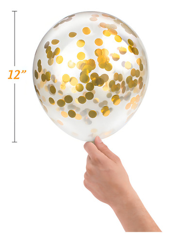 50 Latex Globos Transparentes Con Dorado Confeti 12 Pulgadas