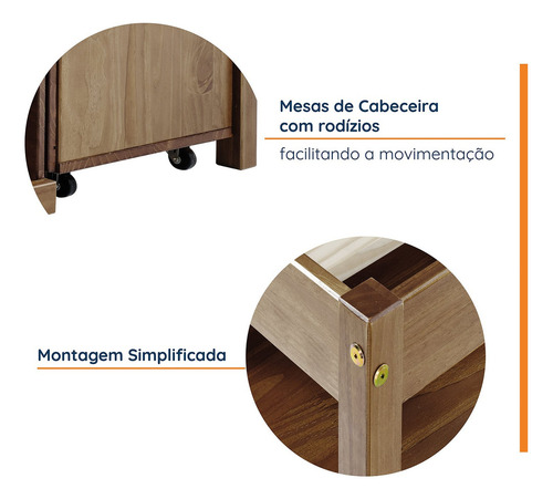 Cama King Multifuncional Madeira Maciça Irara Cabecasa Wt