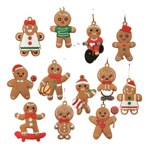 12 Adornos Para Árbol De Navidad, Gingerbread Man