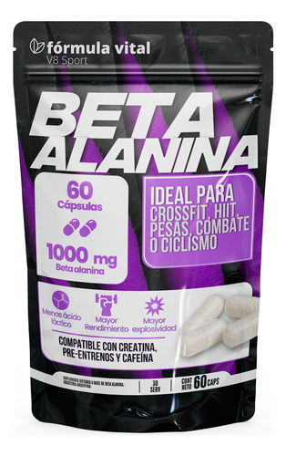 Beta Alanina 60 Cápsulas Fórmula Vital +rendimiento Sin Sabor