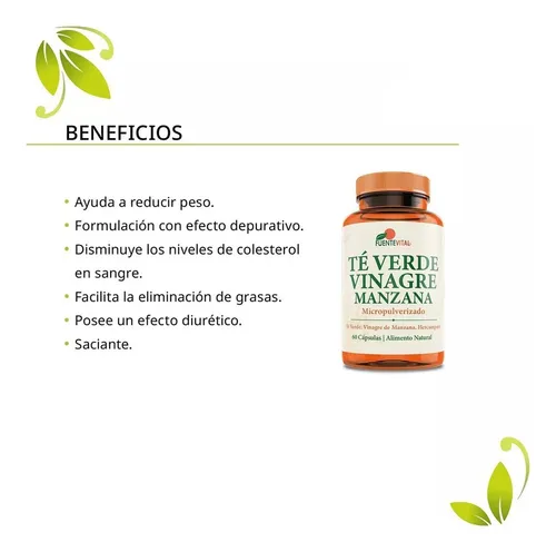 Vinagre Manzana + Té Verde, 2 Frascos, 120 Cápsulas