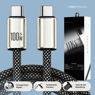 Cabo Usb Tipo C Turbo Compatível Com Iphone Apple Samsung Android Xiaomi Mi Motorola Playstation Ps5 USBC 100W Longo Carregador 2 Metros Dados Celular Controle Turbo Duas Pontas Du