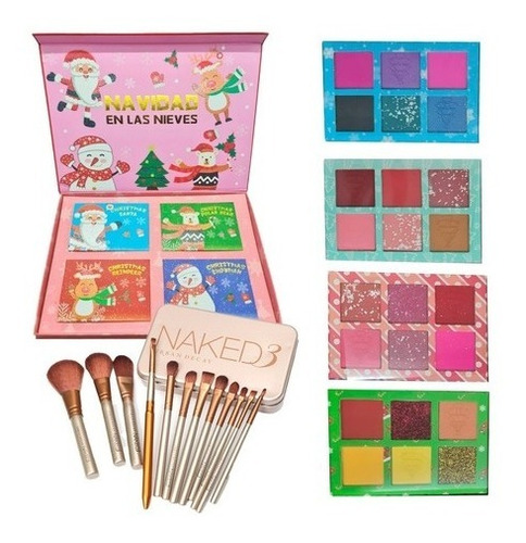 Set Maletin Con Maquillaje Plegable Portatil Brocha Sombras