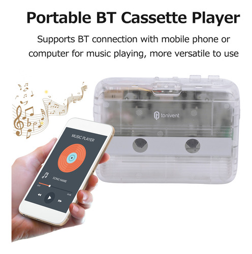 Cassete Bt Portátil Tonivent E Rádio Fm Com Entrada Auxiliar