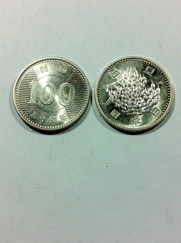 2 Monedas Japón 1959 Hirohito 100 Yen Plata Sin Circular