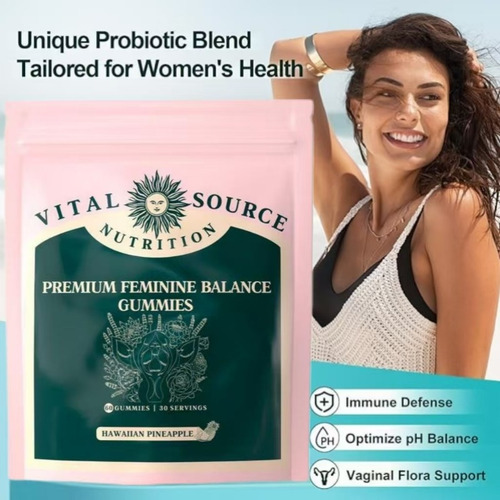 ElfLeaf Vital Source Women's Balance Gummies Sabor Piña Hawaiana Botella 60 Unidades mujer