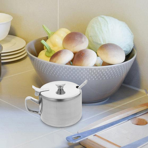 Tarro De Condimentos De Cocina Con Cazuela De Azúcar De Acer