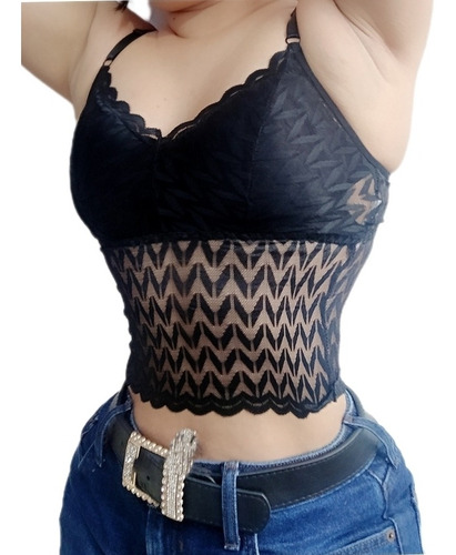 Crop Top Bralette En Encaje 