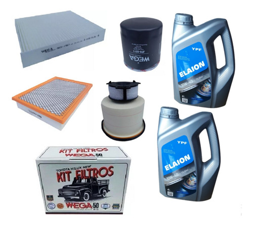 Kit De Filtros Wega + 10w40 Elaion Toyota Hilux Año 2023