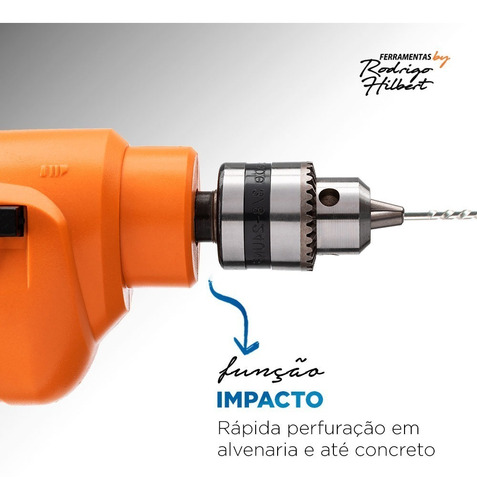 Imagem 3 de 10 de Furadeira Com Impacto Mondial 550w Laranja Fi-rh-02 Loi