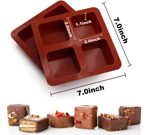 Moldes Cuadrados De Silicona Para Chocolate, 4 Piezas De 4 C