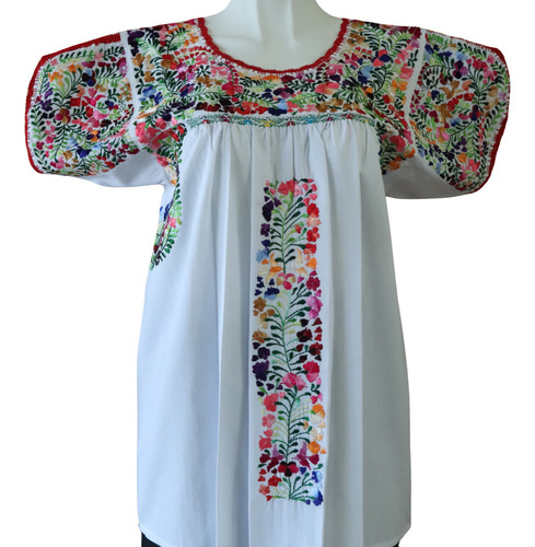 Blusa Bordada A Mano San Antonino Blanco Multicolor Unitalla