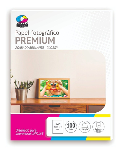 Aldeaprint 4x6 fotográfico de 100 hojas de 200g blanco de 100 unidades por pack