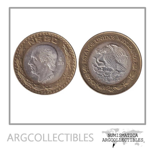 Mexico Moneda 20 Nuevos Pesos 1993 Bimetalica-plata Unc 