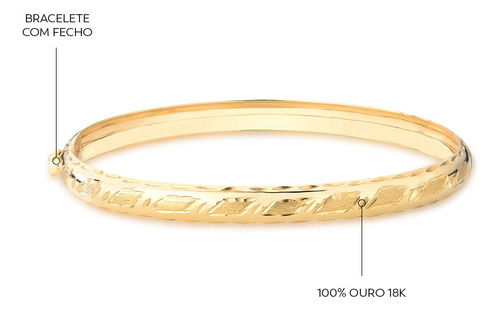 Bracelete Trabalhado Com Aro Abaulado De 5.0mm Em Ouro 18k 1