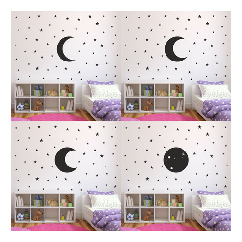 Vinilo Decorativo Infantil Luna Y Estrellas Bebe Nena Nene