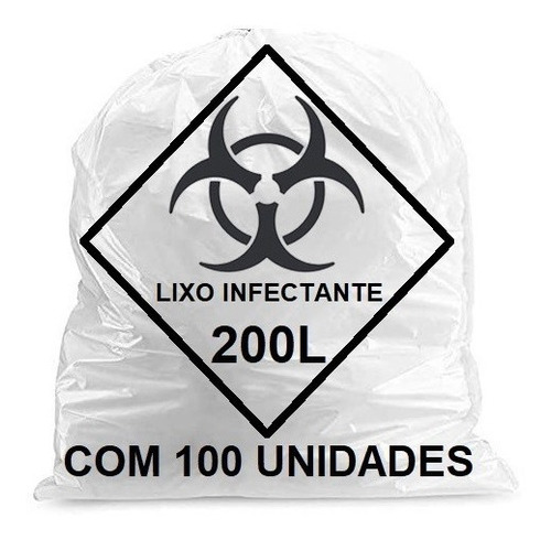 Imagem 1 de 4 de Saco De Lixo Infectante 200 Litros Branco C/100 