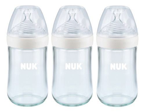 Nuk Simply Natural Glass Bottles, 8 Oz, 3 Pack